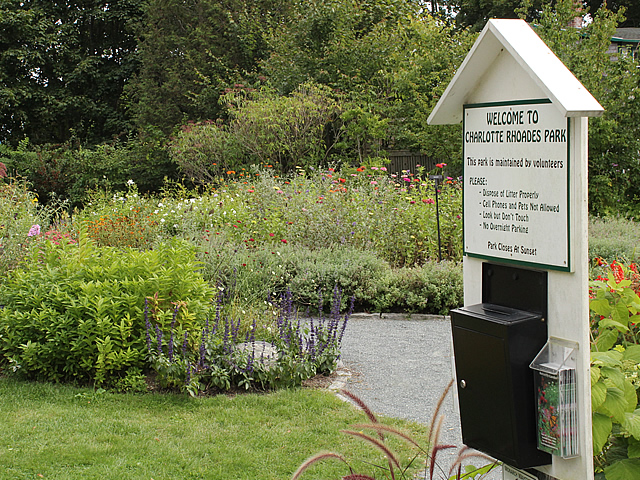 Entrance area at the Charlotte Rhoades Park Butterfly Garden in Maine